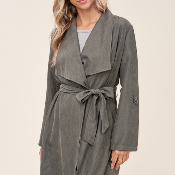 NWT Belted Wrap Coat in Olive - Picture 5 of 8